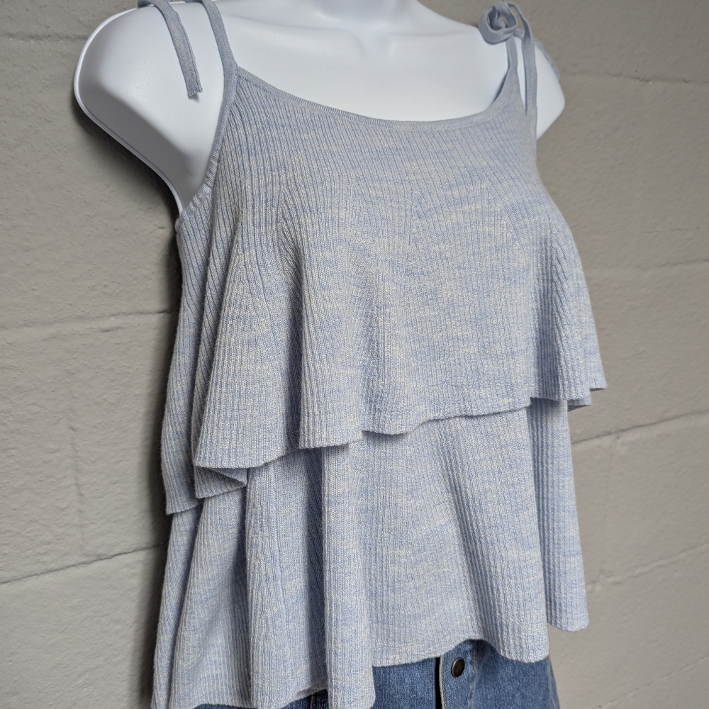 NWT J.Crew Merino Wool Knit Tank Top Size M Tiered Tie Straps Babydoll - Picture 2 of 8